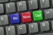 keyboard with three family keys