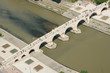 areal view of the stone bridge on vardar river areal view of the stone bridge on vardar river