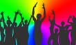 party-girls with rainbow background party-girls with rainbow background