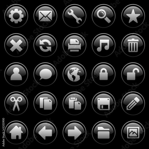 glossy black icons