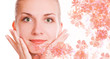 beautiful girl massages her face