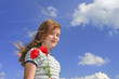 happy girl over blue sky