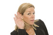 businesswoman tries to listen