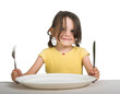 expressive little girl waiting for food