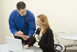 business people talk and use laptop