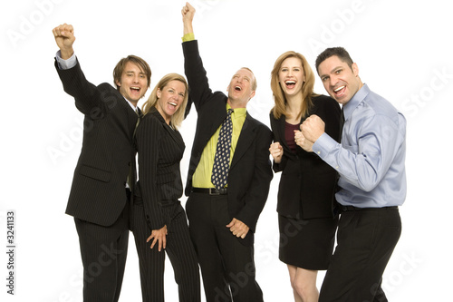 business people stand excited