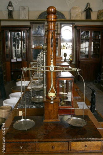 old-fashioned scales in drugstore