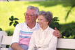 retired couple on bench retired couple on bench