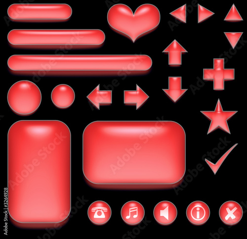 Foto: red aqua buttons and elements of web-interface red aqua buttons and elements of web-interface