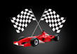 red formula one car and flag red formula one car and flag