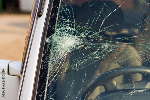 web of splits on the triplex windscreen