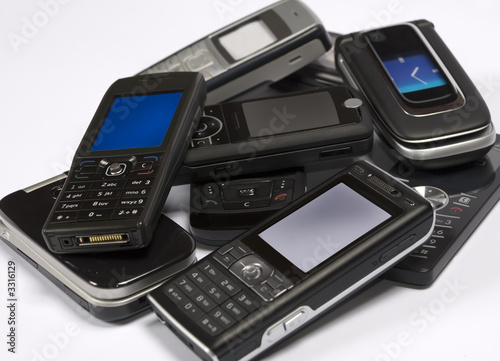 pile of mobile phones pile of mobile phones