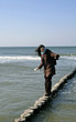 young lady walking on water