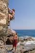 two girls climbing