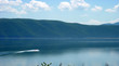 landscape of prespa lake with boat