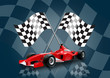 red formula one car and flag red formula one car and flag