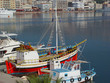 boats at Port of Chios Island Greece