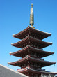 five storied asakusa pagoda in tokyo with blue sky