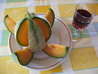 dessert melon et vin rouge