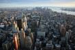 aerial view over lower manhattan, new york