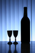 wine bottle with two glasses