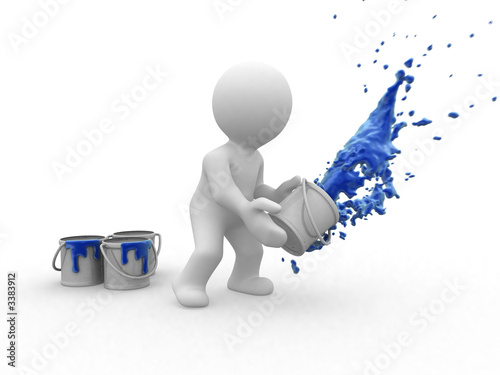3d blue painter