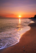 deserted beach at sunset