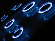 burners with blue fire