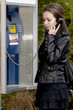 attractive young woman calling by street phone attractive young woman calling by street phone