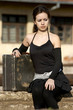 series photos of attractive young woman waiting for her train series photos of attractive young woman waiting for her train
