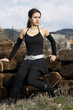 series photos of attractive young woman in urban scene series photos of attractive young woman in urban scene