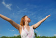 girl over blue sky