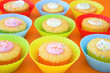 small party cakes with icing sugar