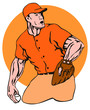 Baseball pitcher about to hrow the ball
