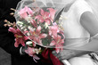 Pink Rose Bouquet with Bridal Couple