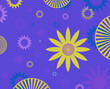  radial design in blue and yellow
