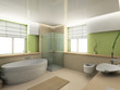 Modern interior. 3D render. Bathroom. Exclusive design.
