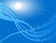  Abstract blue background with birds - illustration