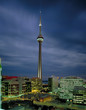 Aerial view of CN Tower at night