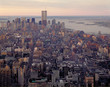 Aerial view of Manhattan and World Center at dawn from Empire St