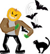 Vektor: Evil Halloween Spirit with Bats Evil Halloween Spirit with Bats