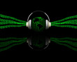 3D render of a globe with headphones