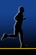 COUREUR A PIED FOND BLEU