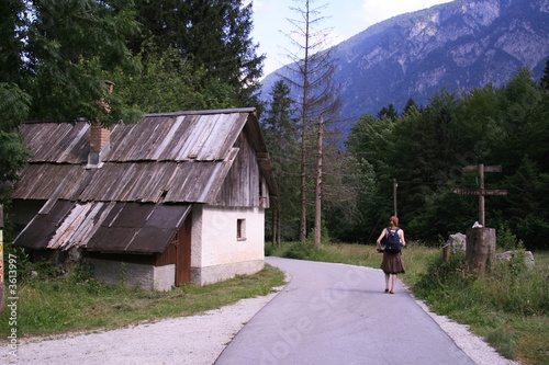 girl walking in slovenia girl walking in slovenia