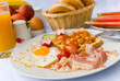 English-british Breakfast with Bacon and fried Beans