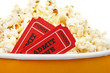 Popcorn in a bucket. Tickets on focus and shallow DOF Popcorn in a bucket. Tickets on focus and shallow DOF