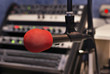 Microphone in record studion of small broadcasting station