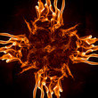 flaming grunge explosion design over black background