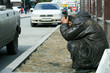 Photo: Homeless tramp. Homeless tramp.