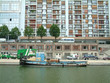 Petite péniche de transport de sable,canal de l'Ourcq, Paris